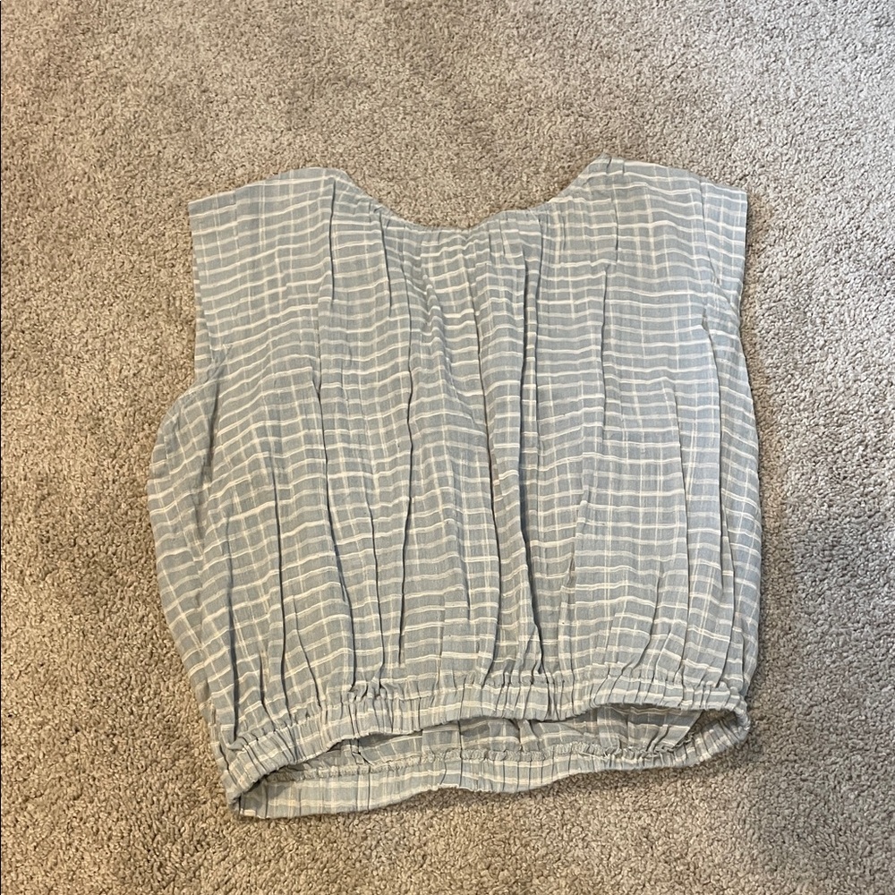 Bohme Light Gray Grid Blouse